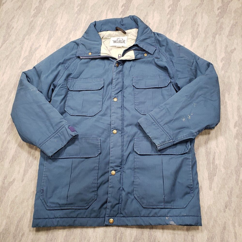 Vintage Woolrich Cost Jacket Mens Medium Blue‎ Zip Up Barn Chore